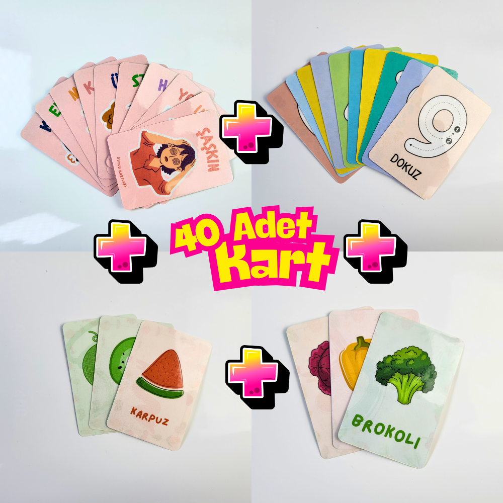 Sayıları, Duyguları, Meyveleri ve Sebzeleri Öğreniyorum – 40 Adet Öğrenme Kartı Seti